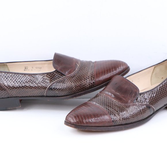 Vintage Genuine Lizard Dress Shoes Loafers Brown main image 10